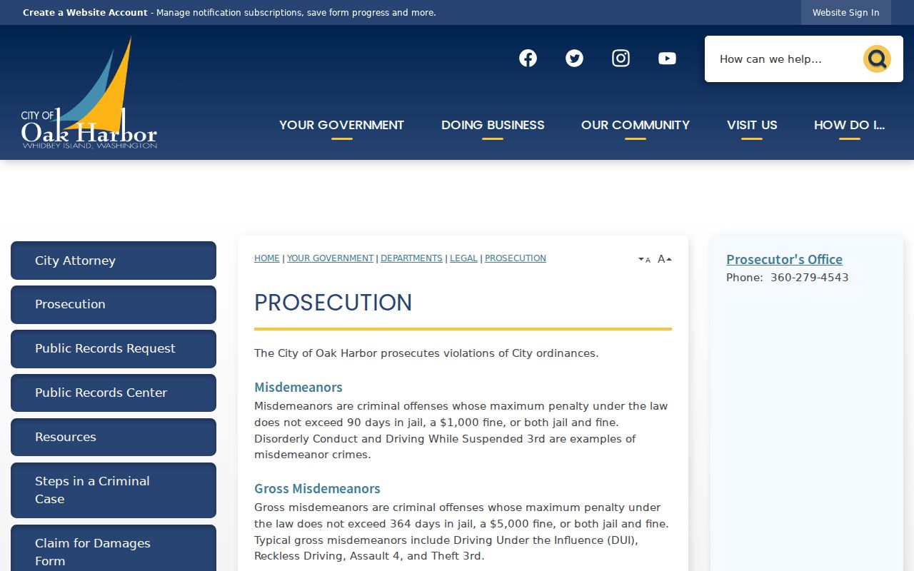 Oak Harbor court docket prosecution and county court service page